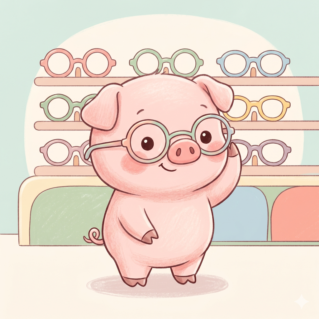 안경을 쓴 Piggy