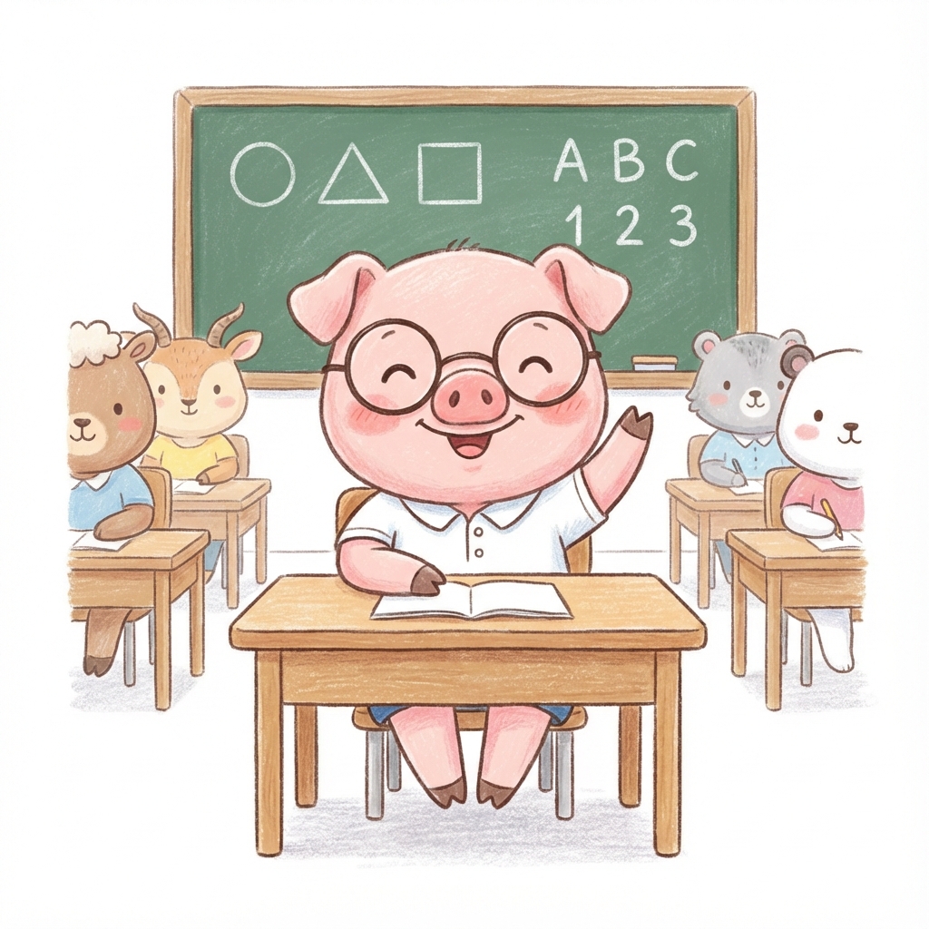 교실에서 손을 드는 학생 피기