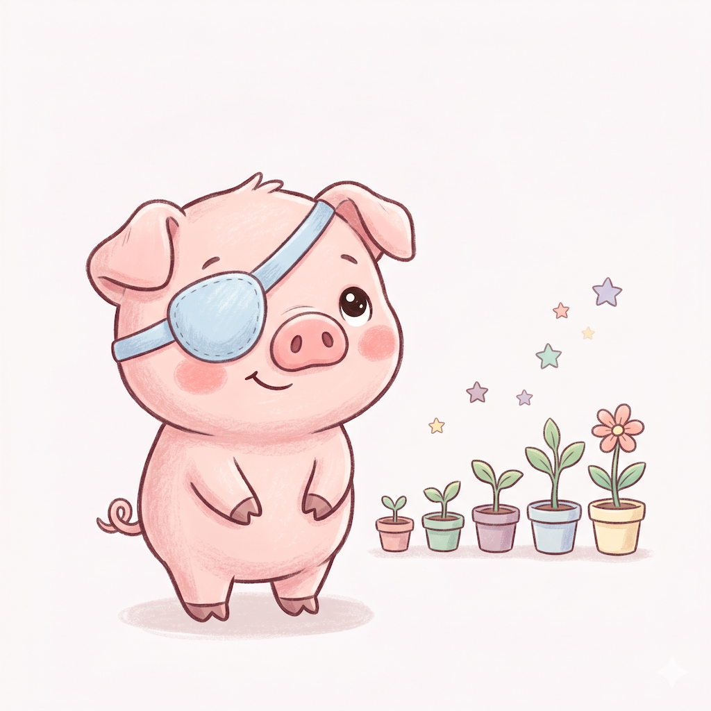 발전을 기뻐하는 Piggy